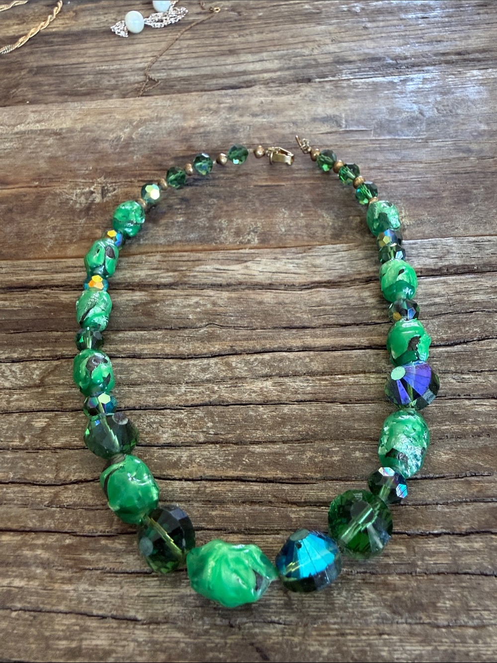 Vintage glass Green Beaded Necklace